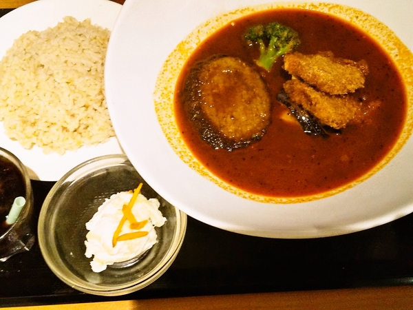 ハンバーグとヒレカツのスープカレー