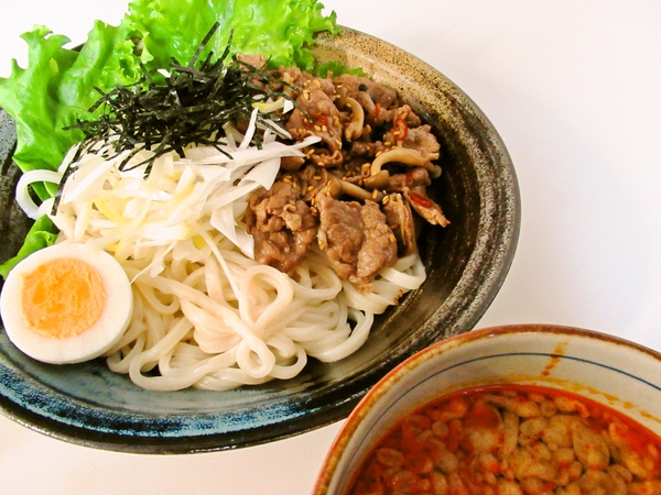 ラー油肉つけうどん