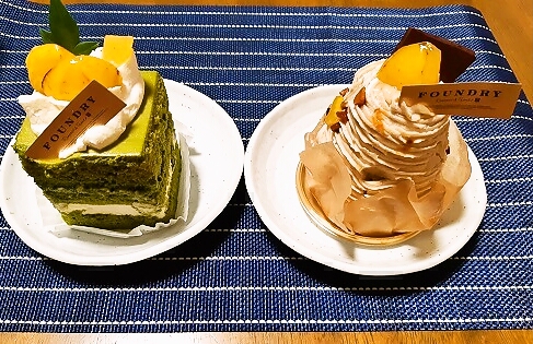 濃茶と焼き栗のショートケーキ＆イタリアンモンブラン