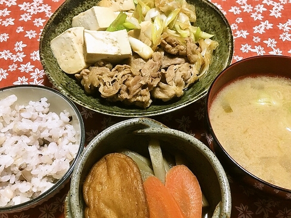 【晩ごはん】肉豆腐と煮物