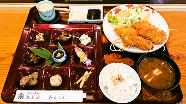 梁山泊たらふく＠京都・福知山の久美浜産カキフライ定食