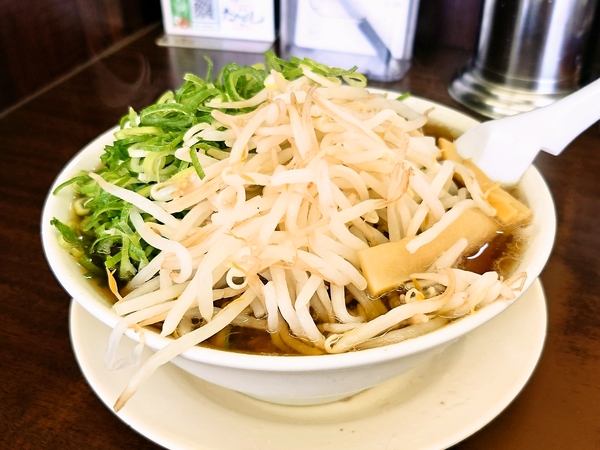 たかばしラーメン並　麺バリカタ　ねぎ＆もやしダブル