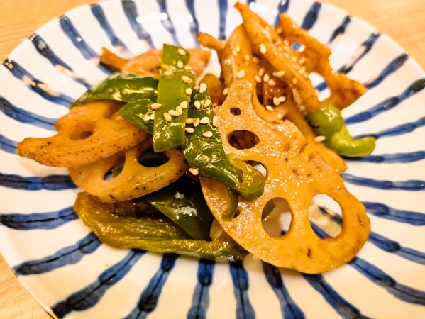 皮付き蓮根きんぴら
