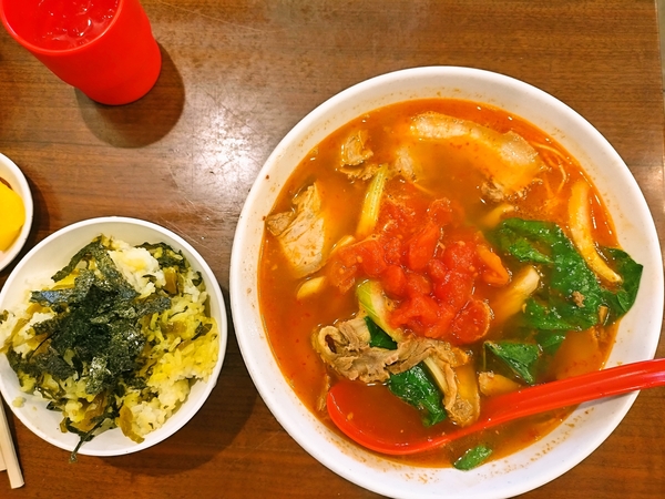 トマトラーメン&高菜ご飯