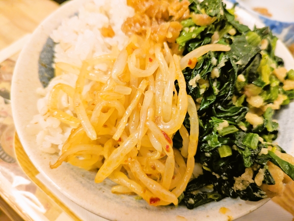 揚げ玉ほうれん草ご飯