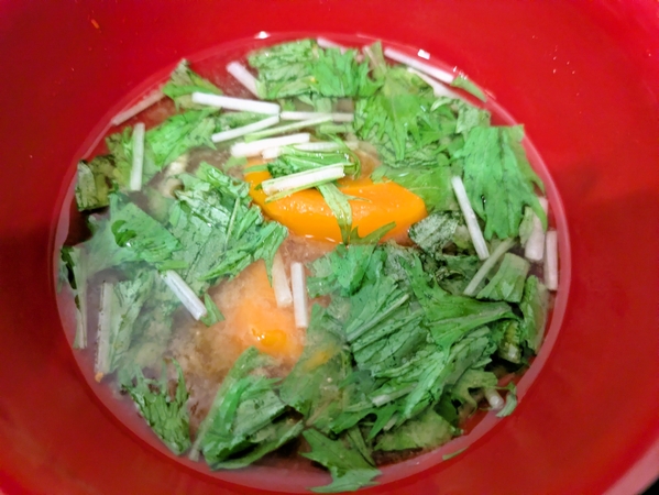 人参と水菜の味噌汁