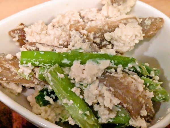 アスパラ牛蒡豆腐