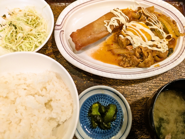 豚玉子マヨキムチ炒め定食
