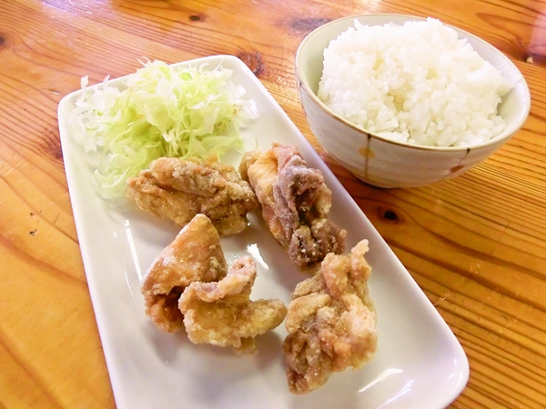 唐揚セット（昼定食）　長浜ラーメン　あかり＠玉島