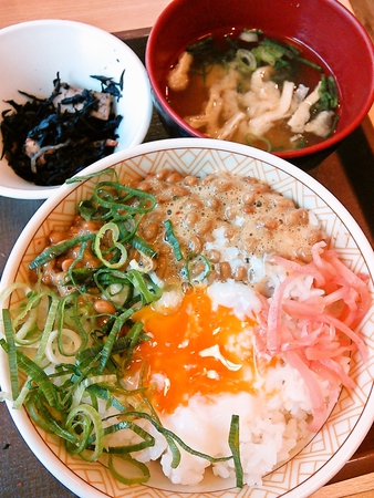 すき家　納豆朝食 （温玉に変更） \290