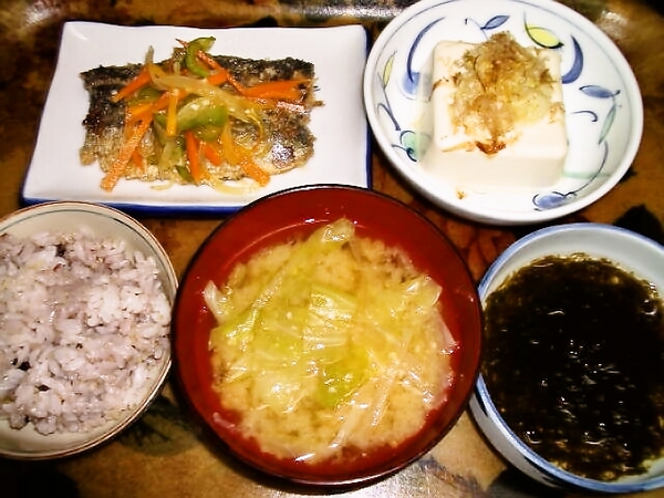 8/31の夕食　イワシの南蛮漬け