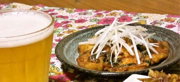油揚げの大葉味噌焼き