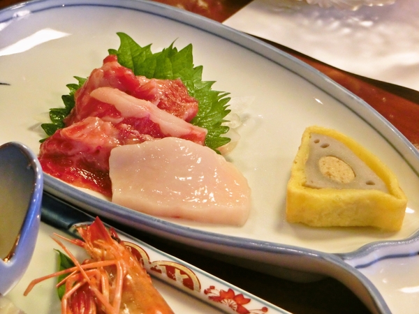 日奈久温泉　馬刺しと辛子蓮根