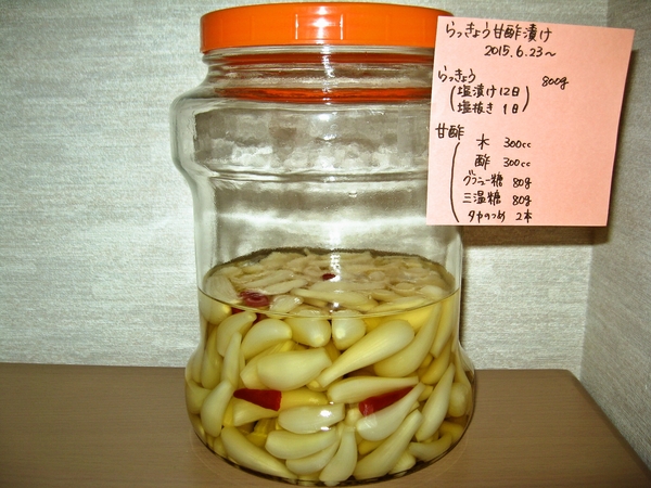 2015-06-23 らっきょう甘酢漬け(塩抜き後)