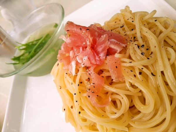生ハムと水菜のあんかけ冷やしイタリアン