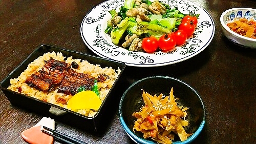 鶏の柚子胡椒炒め と うな重