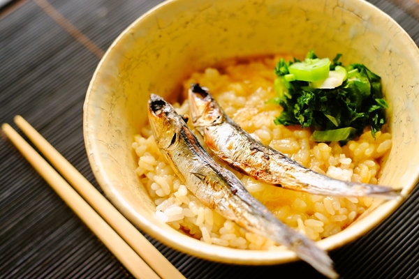 めざしと高菜のたまごごはん