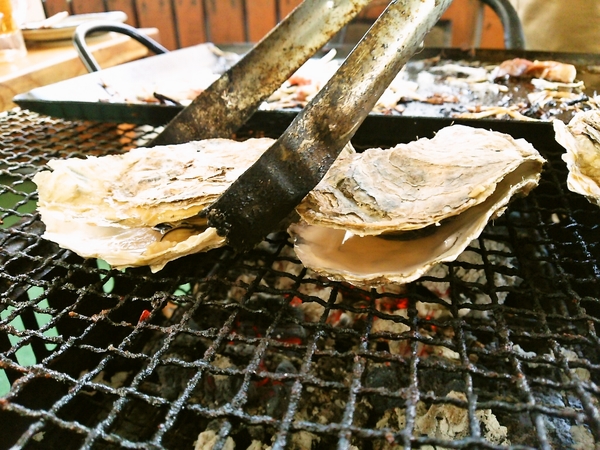 お花見焼き牡蠣！
