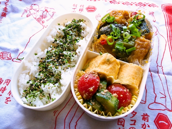 かぼちゃとなす、鶏肉の揚げびたし弁当