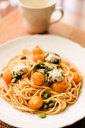 ミニトマトと枝豆のパスタ