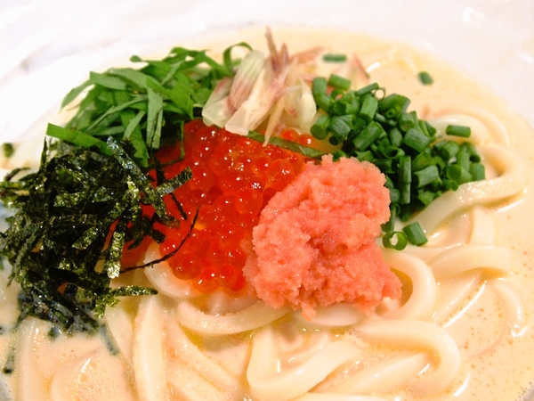 イクラと明太の豆乳クリームうどん