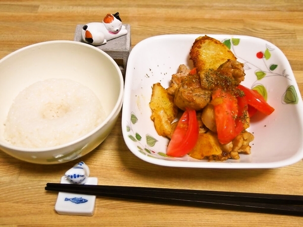 鶏もも肉のカレー炒め