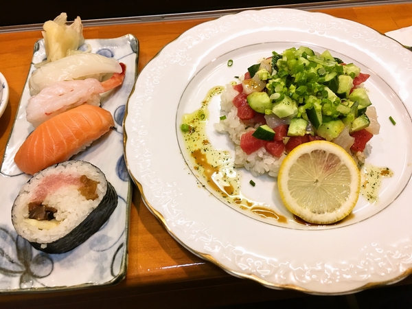 釧路千歳鮨イタリアン生チラシと握りセット900円