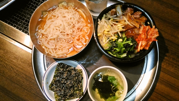 カルビーナムル丼＆残りものの冷麺