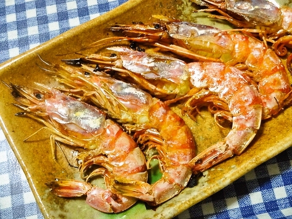赤エビの藻塩焼き