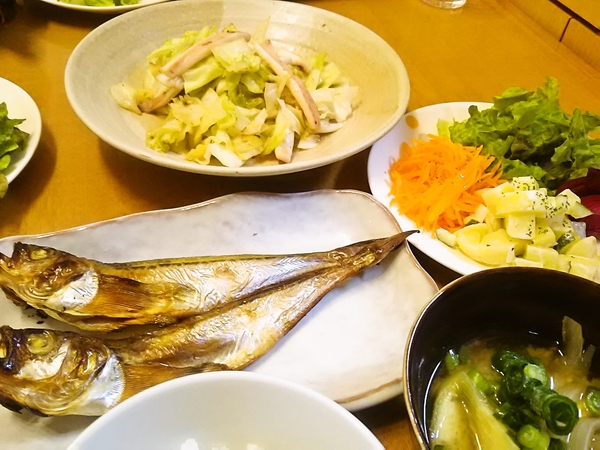 焼き魚とお野菜と