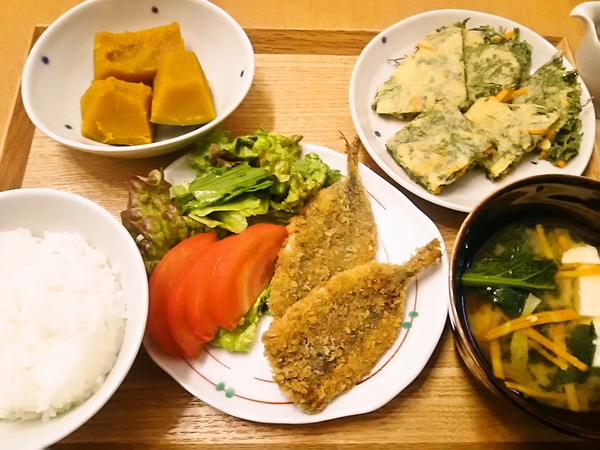 イワシフライの晩ごはん