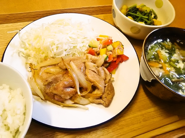 生姜焼きの晩ごはん