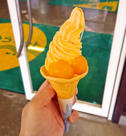 びわピューレのソフトクリーム？☆