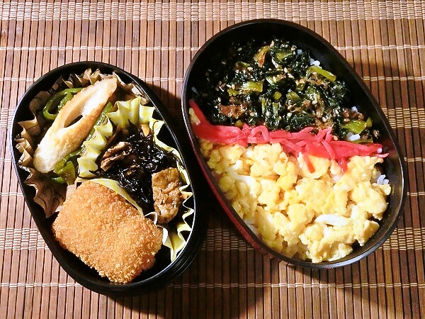 小松菜ふりかけの3色ご飯弁当