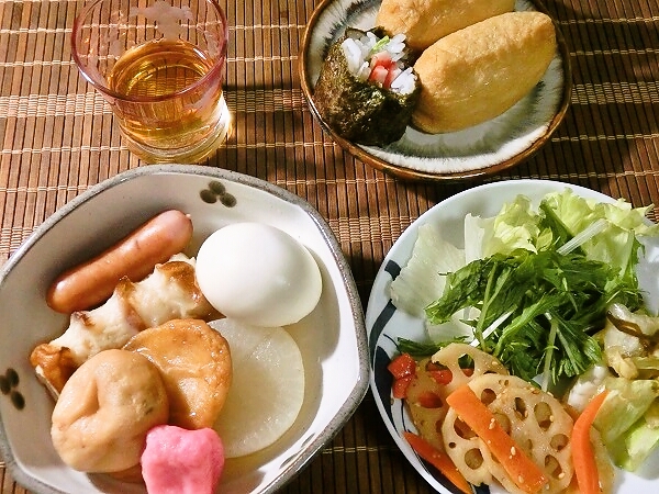 おでんとお寿司の晩ごはん