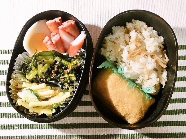 いなり寿司となめ茸ご飯のお弁当
