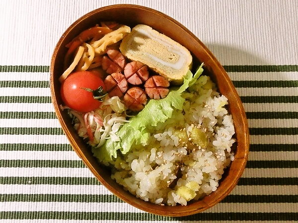 成田産紅東を使ったさつまいもご飯のお弁当
