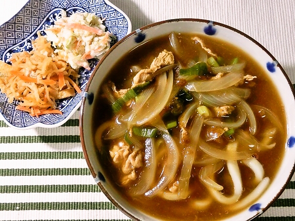 カレーうどんの晩ごはん