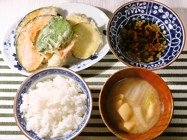 天ぷらの晩ごはん