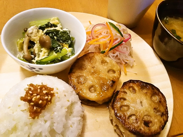 レンコンのはさみ焼のワンプレートごはん