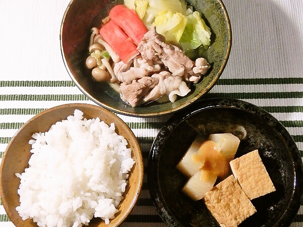 白菜と豚肉で鍋物風晩ご飯
