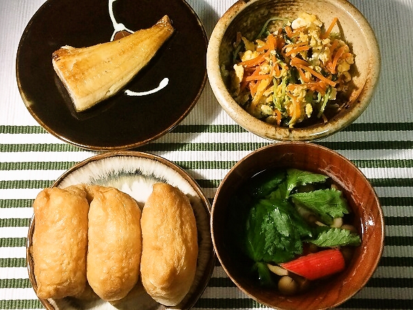 その他 ほっけ、豆苗と人参の卵とじの晩ご飯