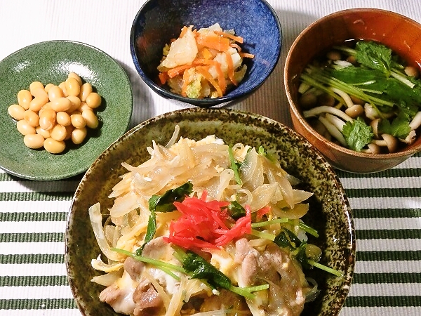 玉ねぎと白滝でかさまし他人ど～んの晩ごはん