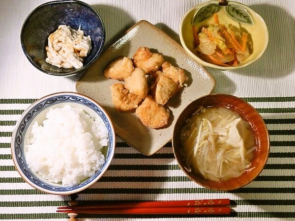鶏胸肉の竜田揚げ晩ご飯