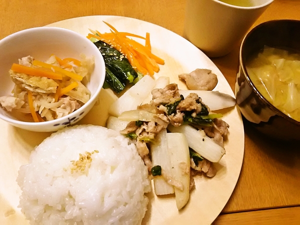 豚肉と長いもの塩炒めのワンプレートごはん