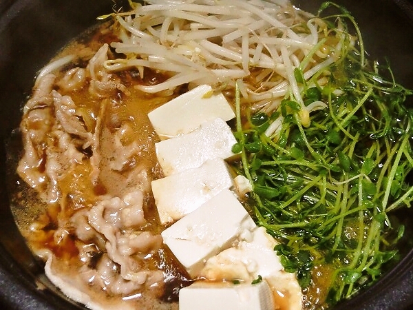 豆苗ともやしの豚すき