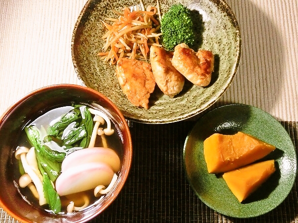 雑煮と胸肉の照り焼き晩ごはん