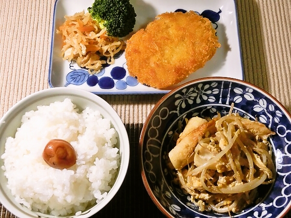 野菜コロッケの晩ごはん