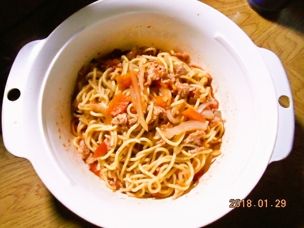 電子レンジで焼きそば風