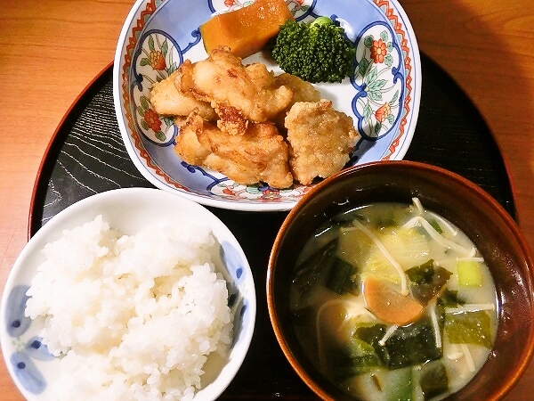鶏の竜田揚げの晩ごはん